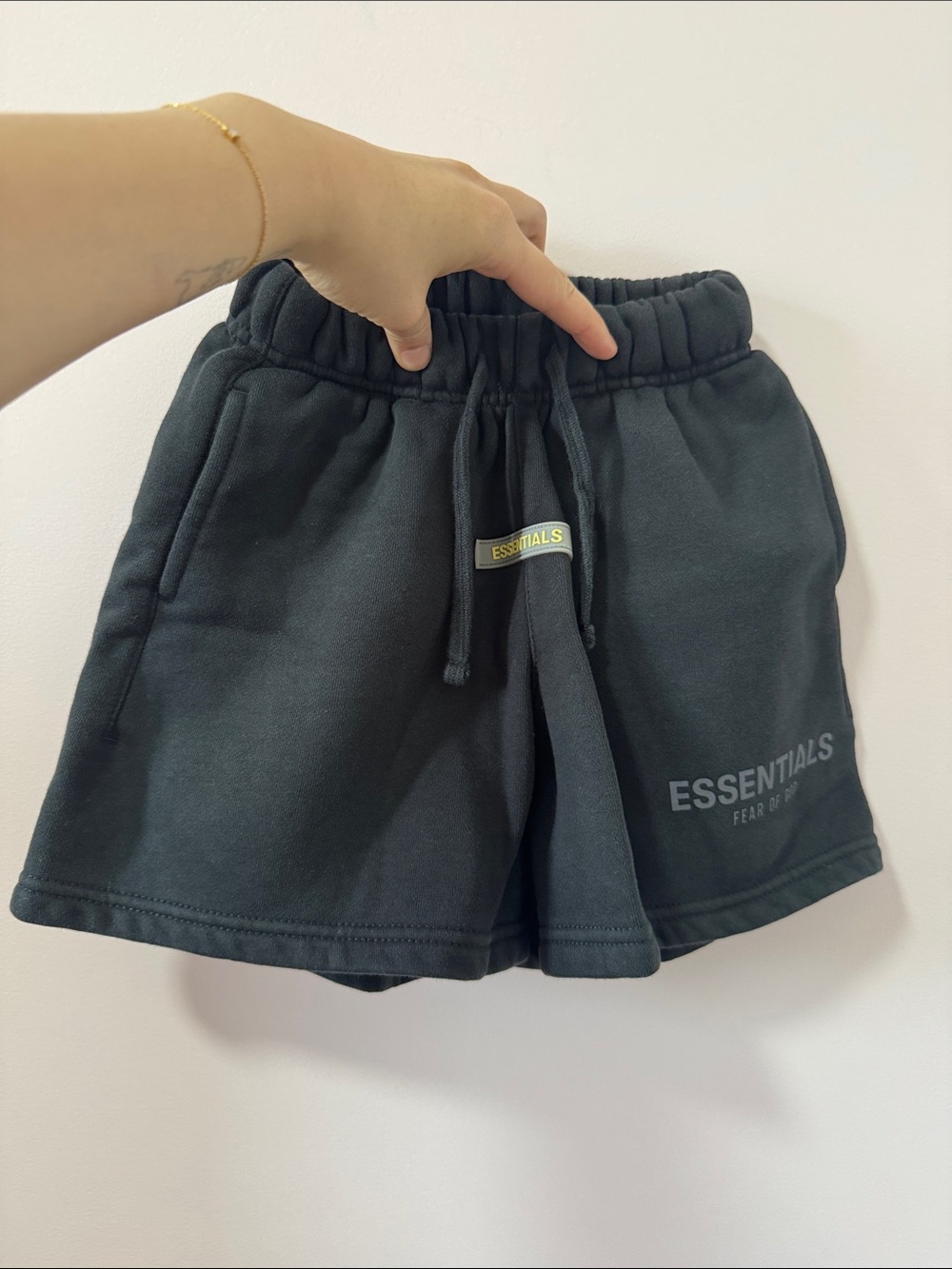 Essentials Black Logo Drawstring Shorts